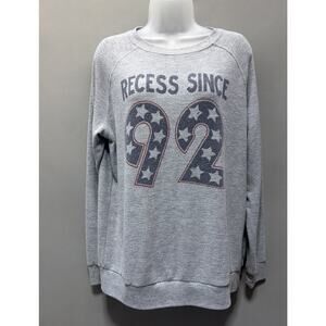 Junk Food Sweatshirt Womens M Gray Graphic Soft Oversized “Recess Since 92” USA